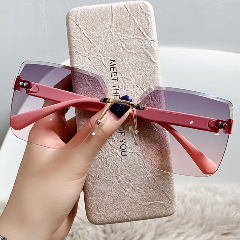 Spykay™ SG61018 Oversized Square Frame Hipster Rimless Sunglasses