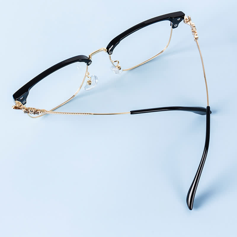 Spykay™ EG26924 Retro Gothic Cross Unisex Square Frame Anti-blue Light Browline Glasses