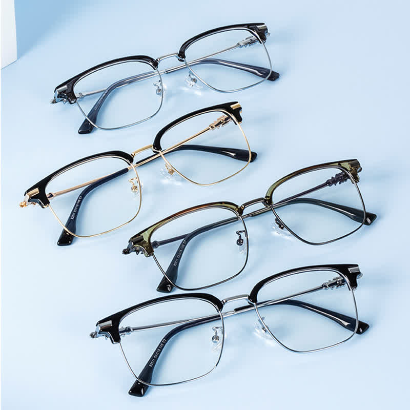 Spykay™ EG26924 Retro Gothic Cross Unisex Square Frame Anti-blue Light Browline Glasses