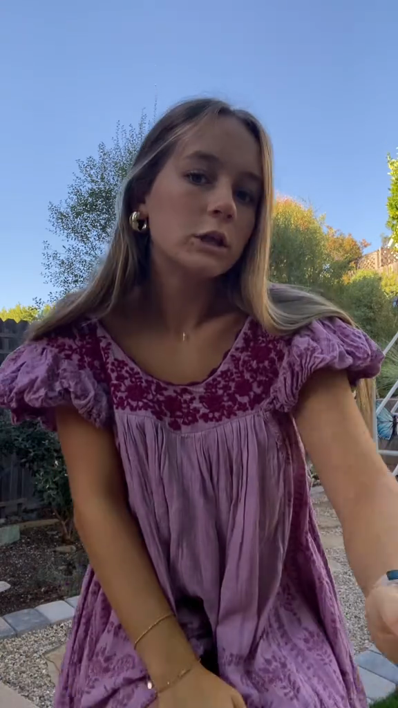 Purple Embroidered Babydoll Dress