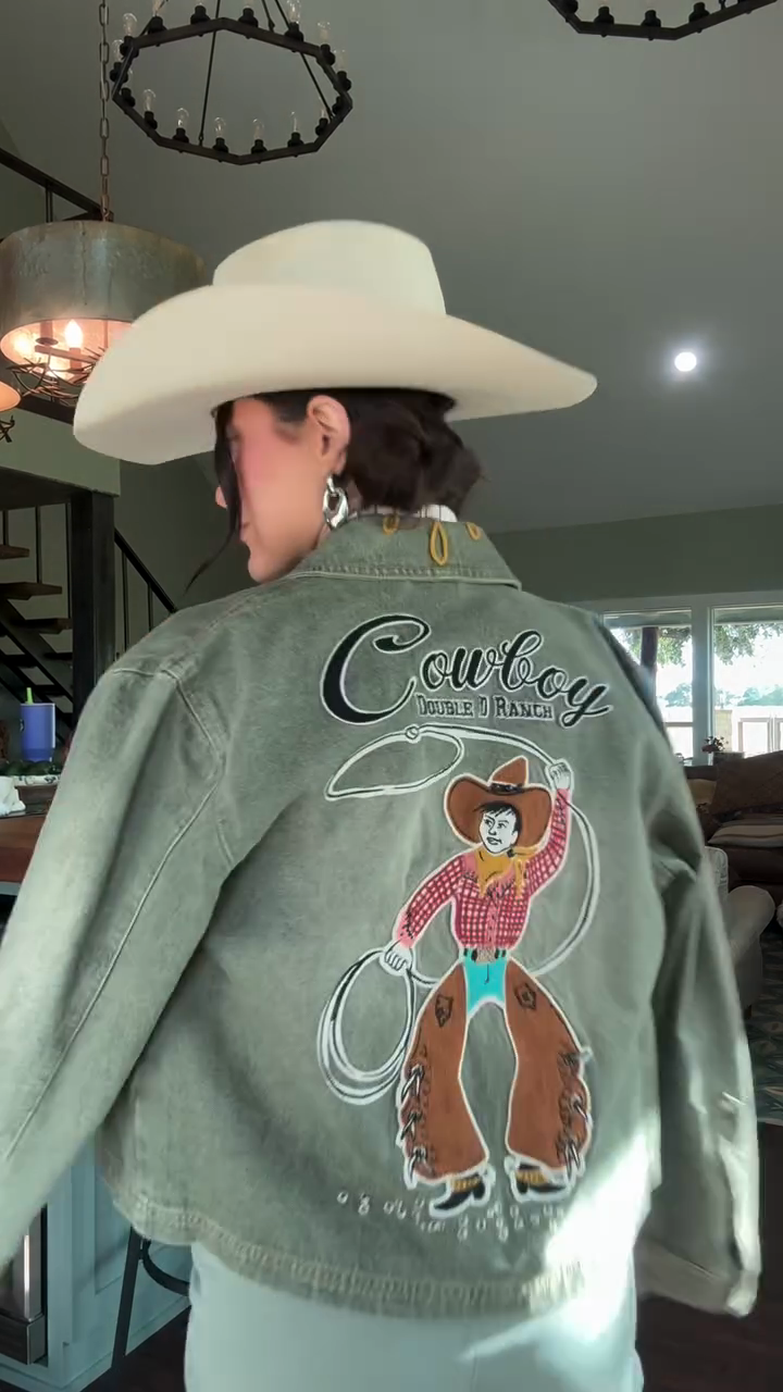 Green Denim Embroidered Jacket