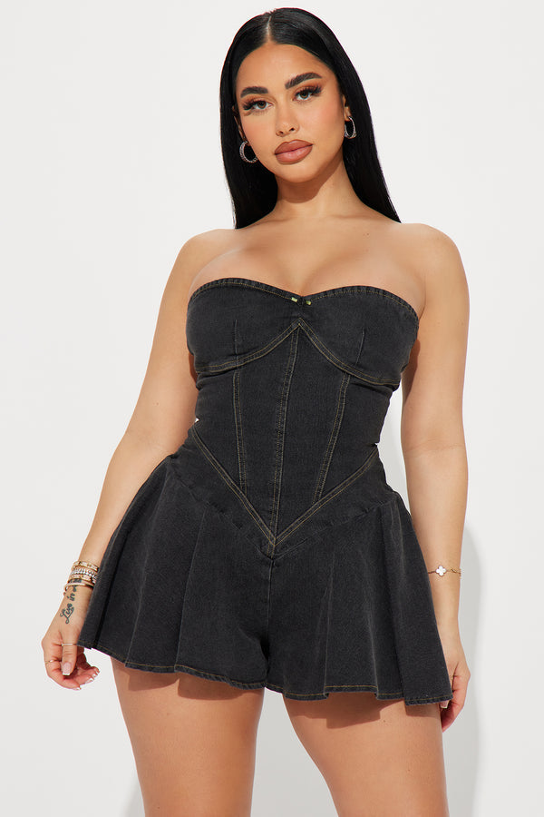 Denim Strapless Romper