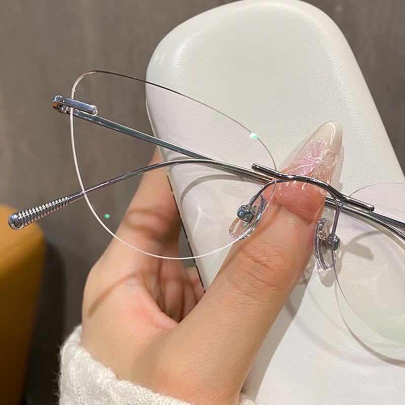Spykay™ EG26862 Cat-Eye Titanium Frame Anti-blue Light Hipster Rimless Glasses