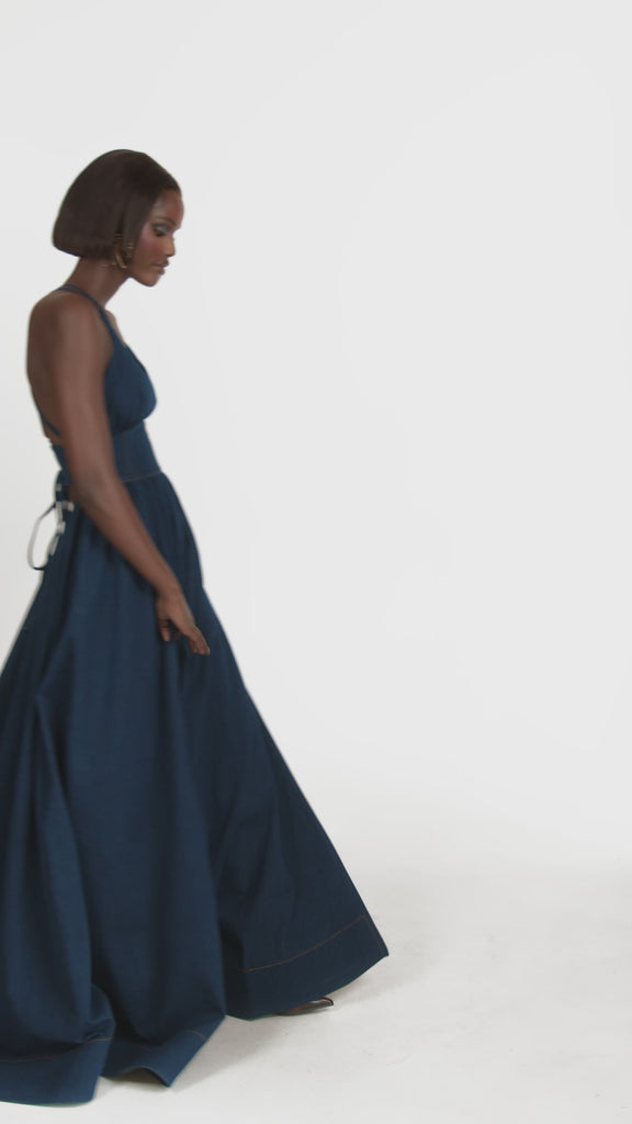 Blue Denim Maxi Dress