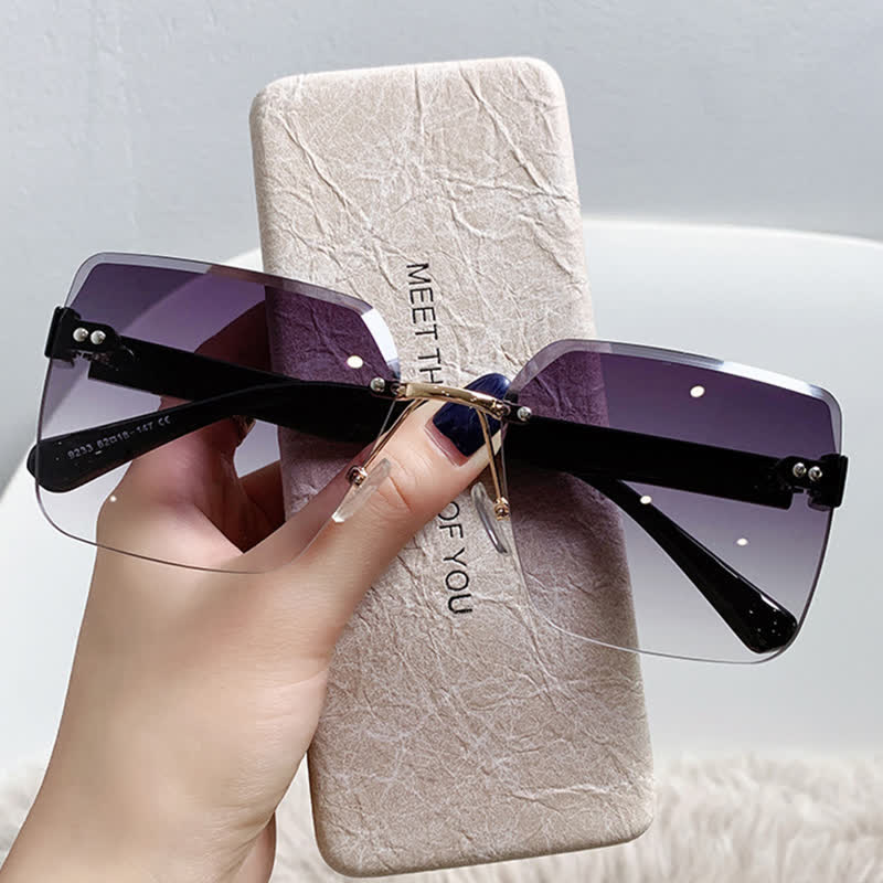 Spykay™ SG61018 Oversized Square Frame Hipster Rimless Sunglasses