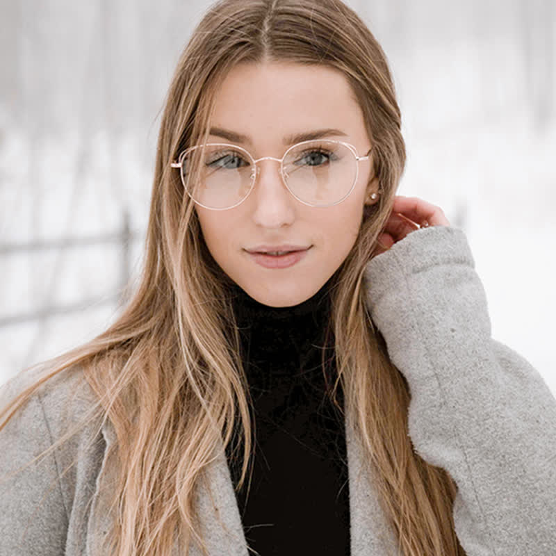Spykay™ EG26840 Fashion Cat-Eye Metal Oval Frame Anti-blue Light Glasses