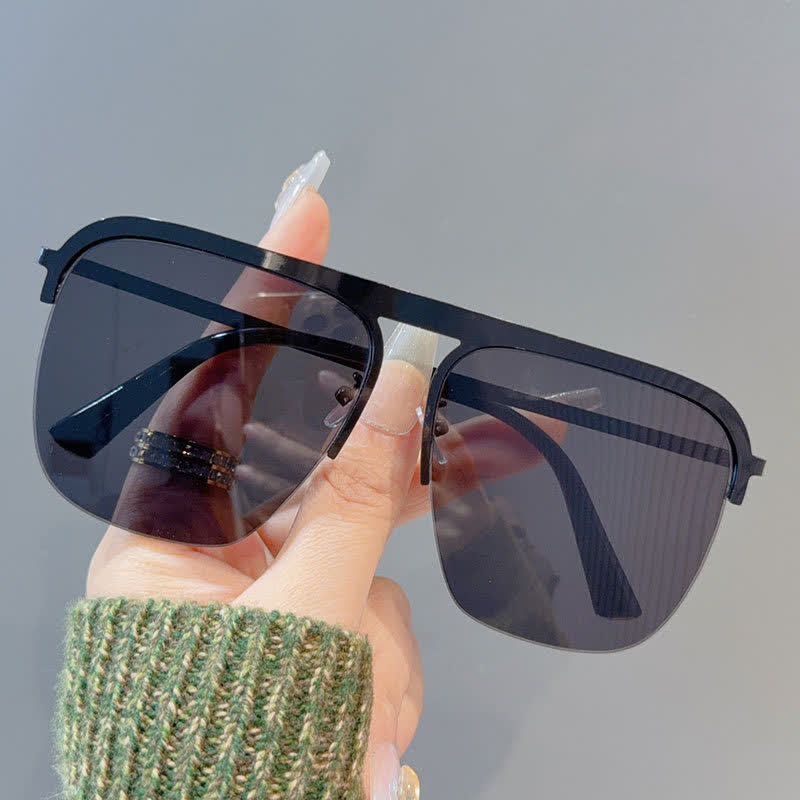 Spykay™ SG60864 Square Frame Semi-Rimless Oversized Sunglasses