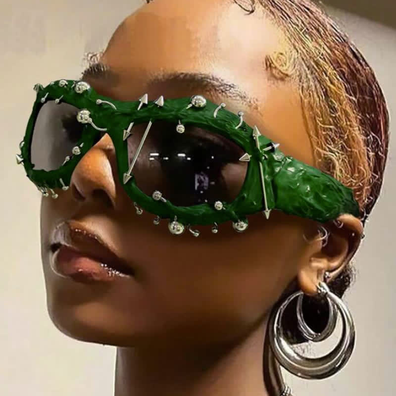 Spykay™ SG60924 CyberPunk Style Irregular Shaped Rivet Decor Sunglasses for Party