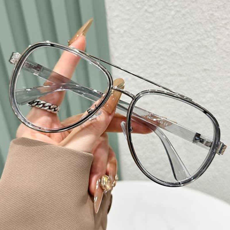 Spykay™ EG26816 Fashion Double Bridges Anti-blue Light Oversized Aviator Glasses