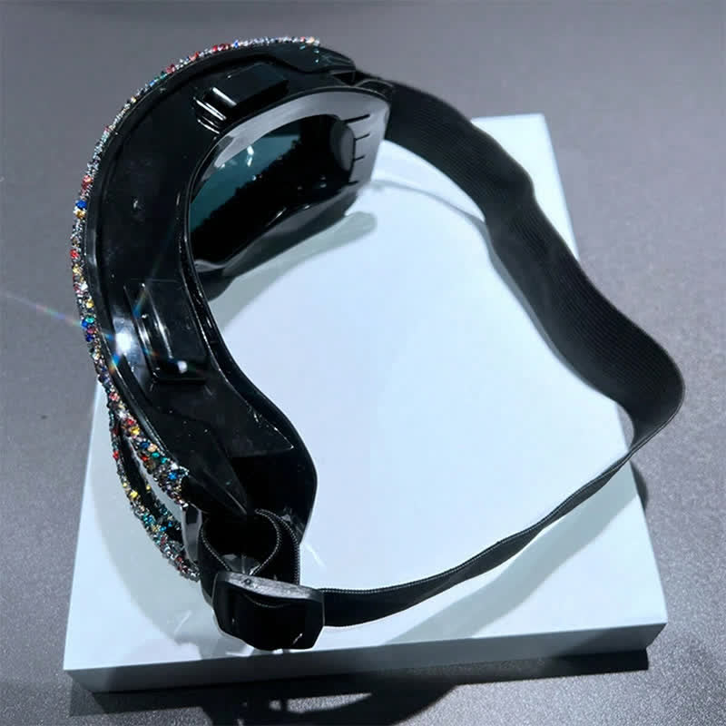 Spykay™ SG61047 Full Rhinestone Decor Unisex Windproof Motorcycle Goggle, Ski Goggles For Outdoor Activities