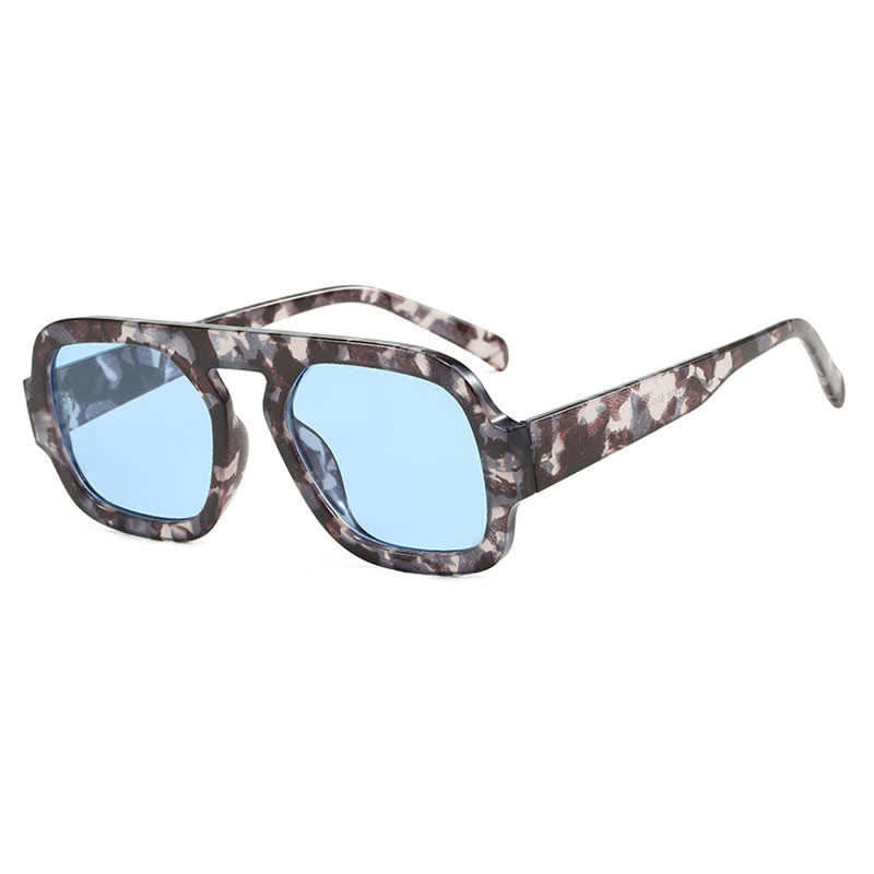 Spykay™ SG60722 Square Frame Leopard Print Cycling Aviator Sunglasses