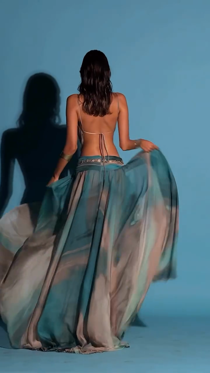 Teal and Grey Ombre Sheer Maxi Dress