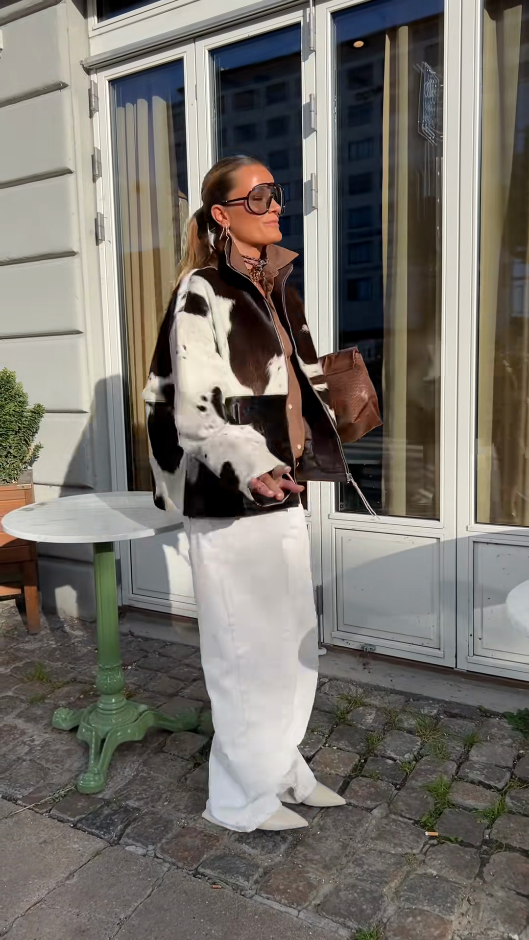 Cow - Print Leather Jacket