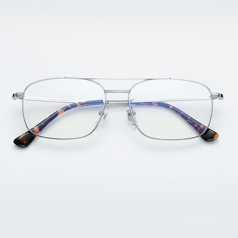 Spykay™ EG26851 Vintage Square Titanium Frame Anti-blue Light Double Bridges Glasses