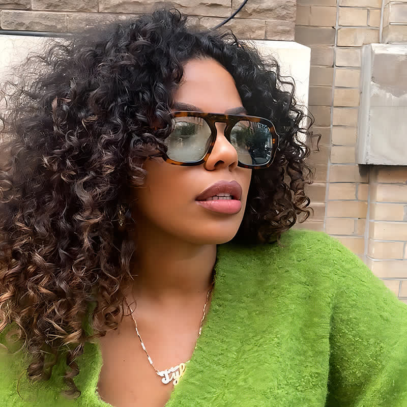 Spykay™ SG60722 Square Frame Leopard Print Cycling Aviator Sunglasses