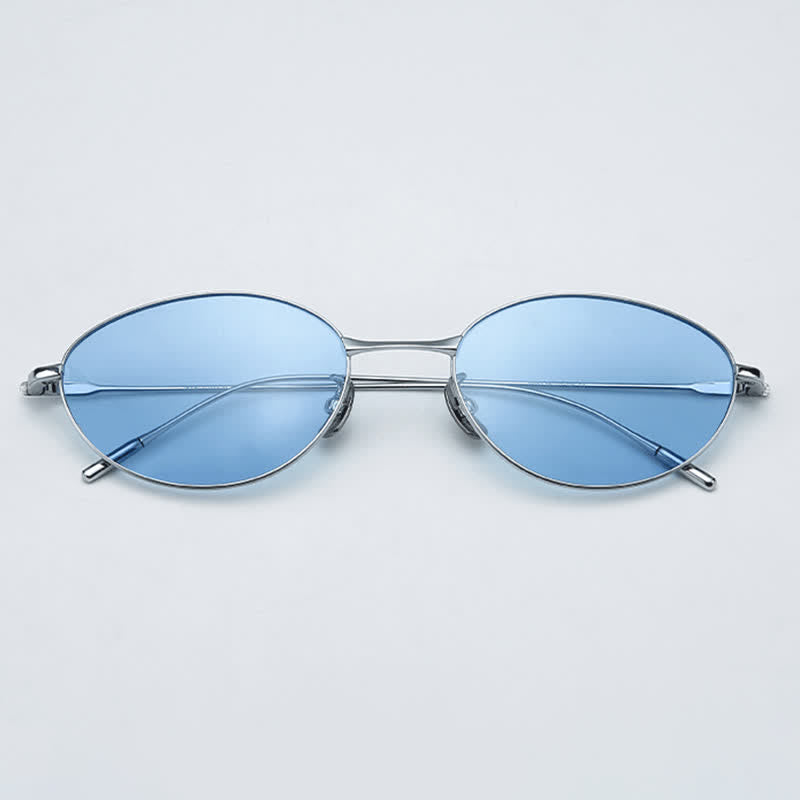 Spykay™ SG60770 Titanium Oval Frame Polarized Lightweight Sunglasses with Nylon Lenses