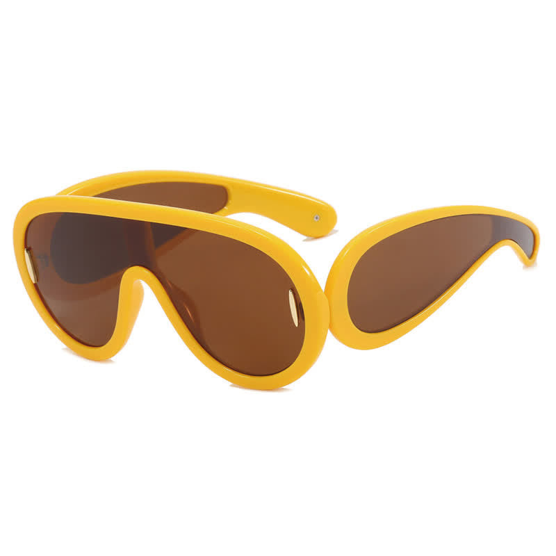Spykay™ SG61002 Steampunk One-piece Frame Oversized Mirrored Sunglasses