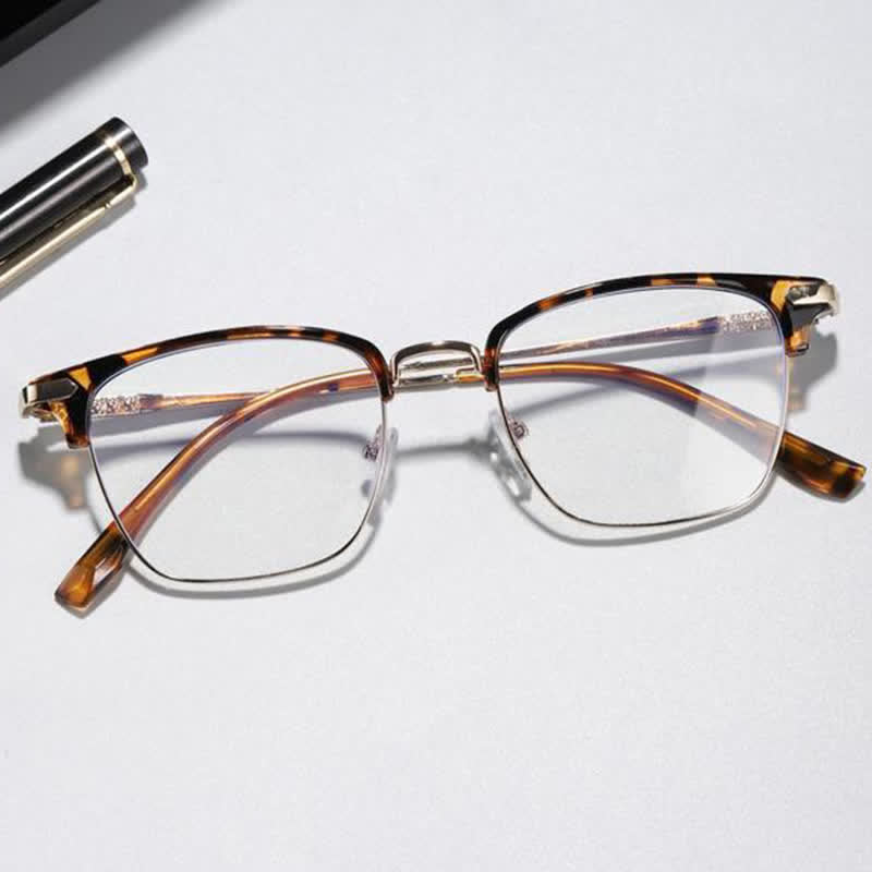Spykay™ EG26833 Semi-Rimless Retro Square Frame Anti-blue Light Browline Glasses