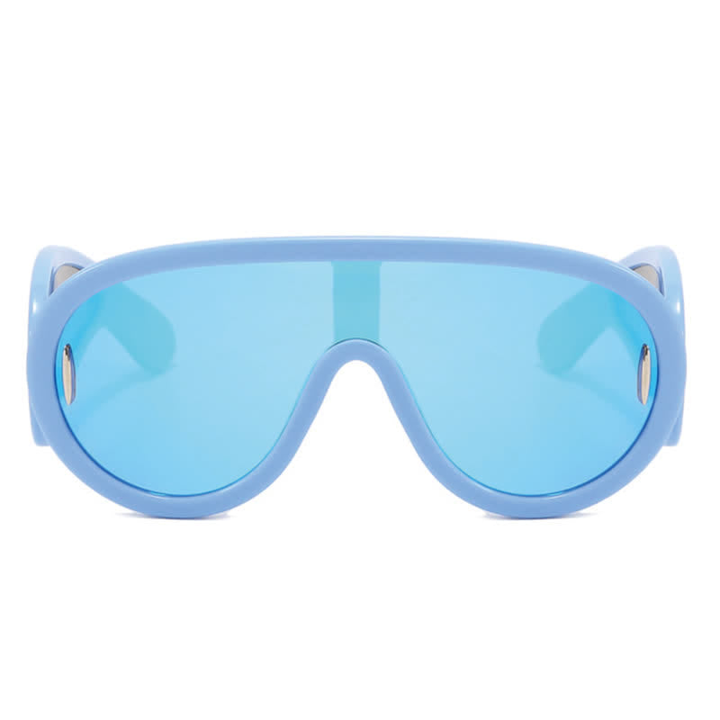 Spykay™ SG61002 Steampunk One-piece Frame Oversized Mirrored Sunglasses