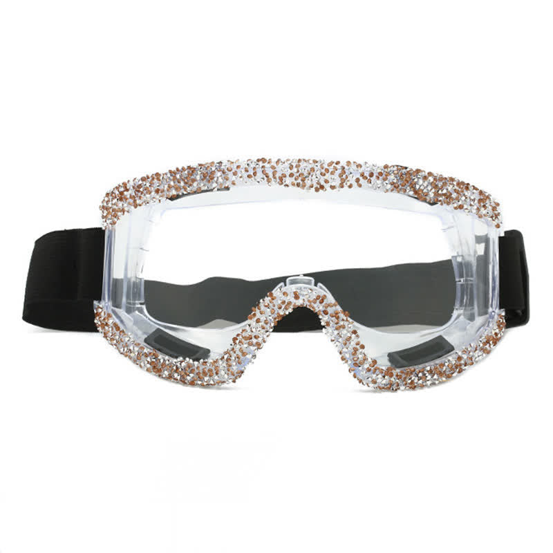 Spykay™ SG61047 Full Rhinestone Decor Unisex Windproof Motorcycle Goggle, Ski Goggles For Outdoor Activities