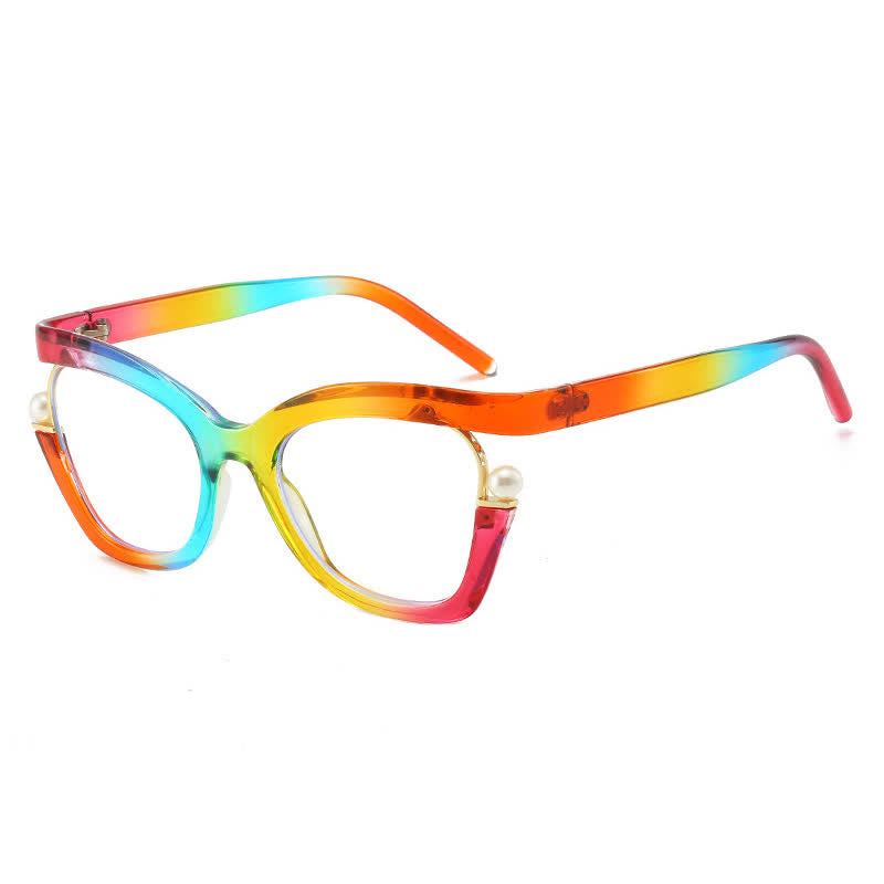 Spykay™ EG26758 Anti-blue Light Pearl Decor Irregular Oversized Eyeglasses