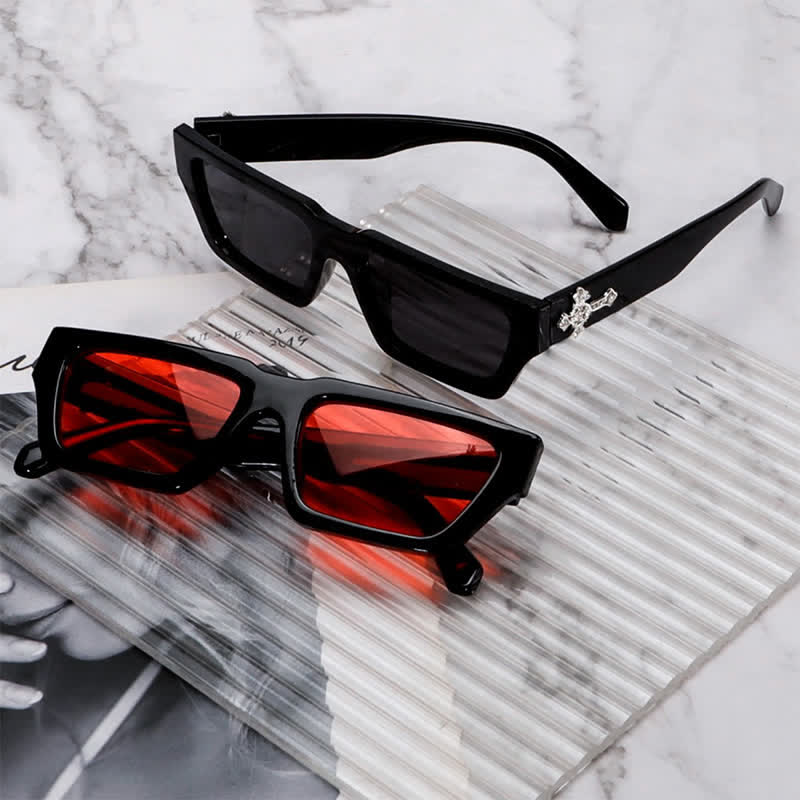 Spykay™ SG61019 Unsiex Rhinestone Cross Decor Square Frame Sunglasses