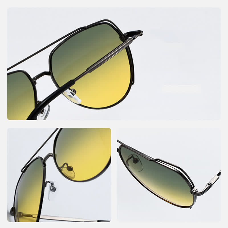 Spykay™ SG60941 Polarized Photochromic Double Bridges Aviator Sunglasses for Driving