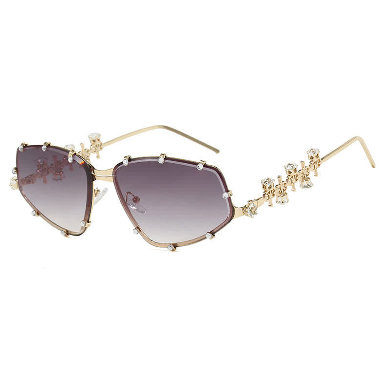 Spykay™ SG60830 Rhinestone Decor Geometric Frame Hipster Y2K Sunglasses