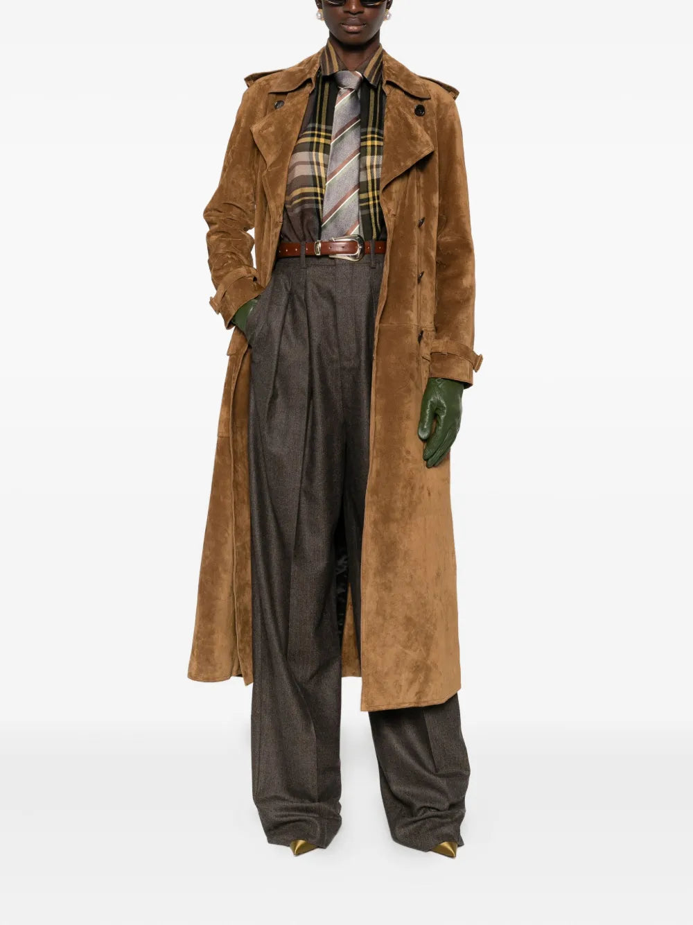 Brown Suede Trench Coat