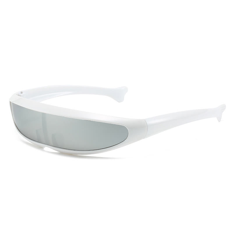 Spykay™ SG61011 One-piece Color Mirror Lens Monolens Cyclops Robotic Futuristic Narrow Y2K Punk Sunglasses