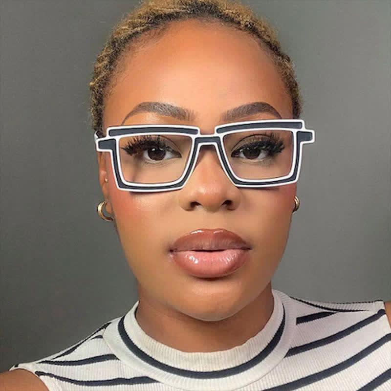 Spykay™ EG26813 Fluorescent Colorblock Square Frame Anti-blue Light Glasses