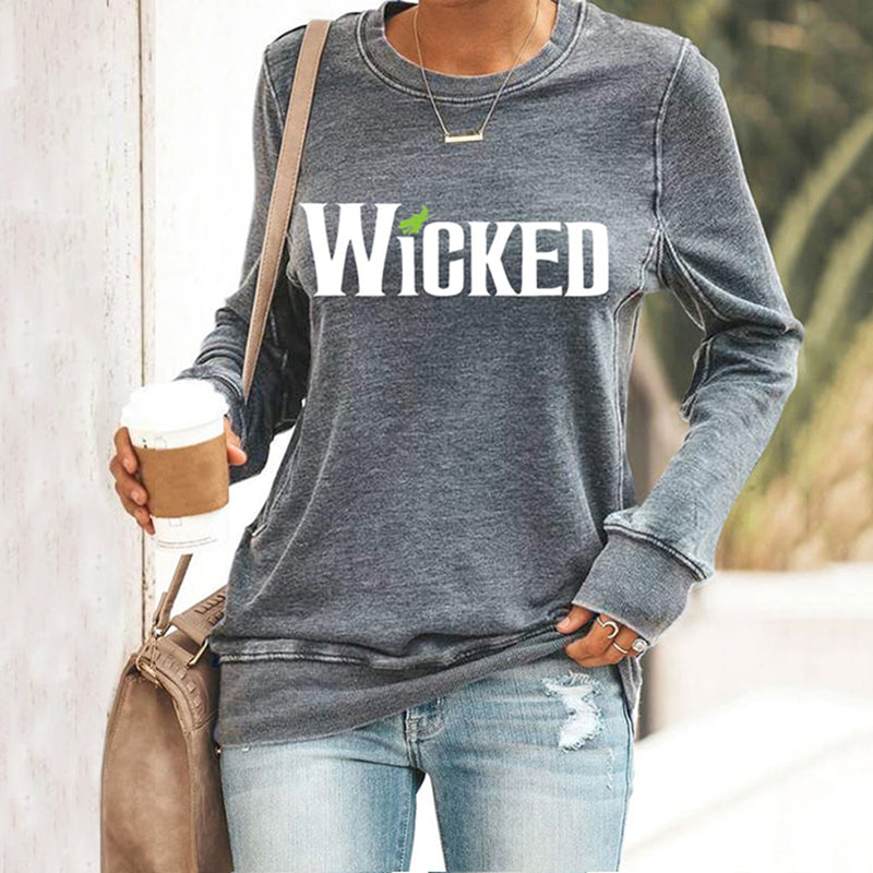Women's Witch Print Casual Sweatshirt