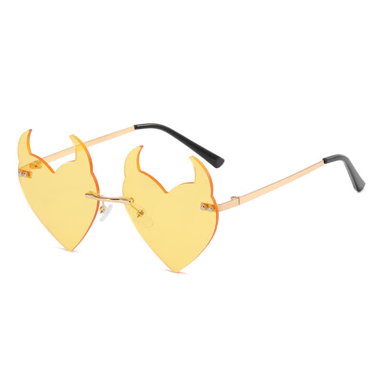 Spykay™ SG60991 Halloween Rimless Devil Horns Heart Sunglasses for Women Men