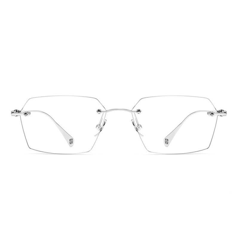 Spykay™ EG26901 Titanium Geometric Frame Anti-blue Light Hipster Rimless Glasses