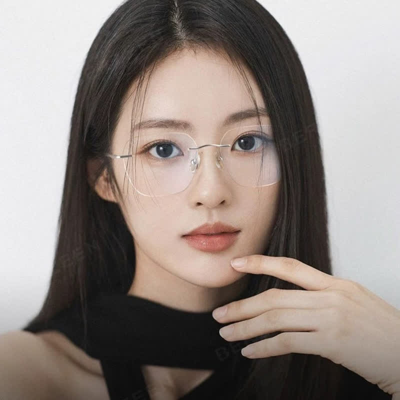 Spykay™ EG26850 Square Titanium Frame Anti-blue Light Hipster Rimless Glasses