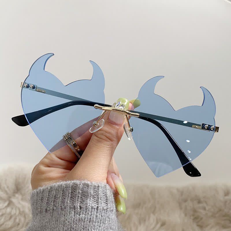 Spykay™ SG60991 Halloween Rimless Devil Horns Heart Sunglasses for Women Men