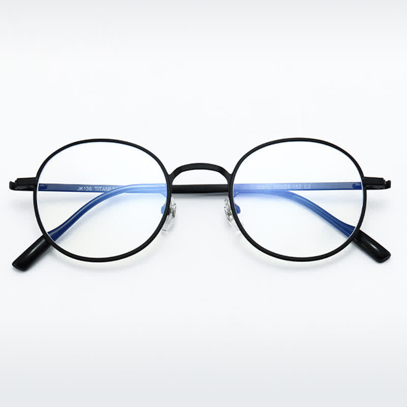 Spykay™ EG26804 Lightweight Retro Round Titanium Frame Anti-blue Light Glasses