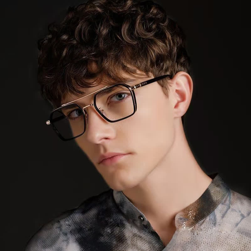 Spykay™ EG26920 Unsiex Square Frame Anti-blue Light Double Bridges Retro Glasses