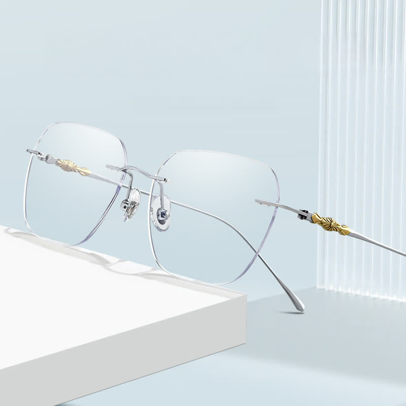 Spykay™ EG26917 Unsiex Retro Square Titanium Frame Anti-blue Light Rimless Glasses