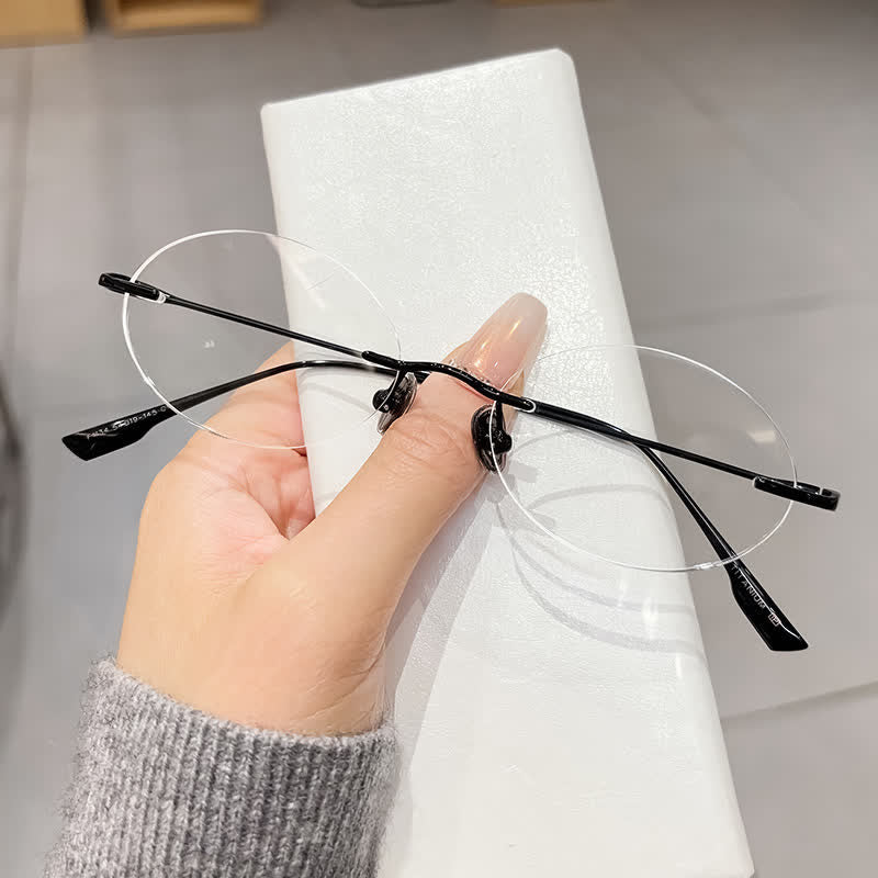 Spykay™ EG26848 Lightweight Rimless Oval Titanium Frame Anti-blue Light Glasses
