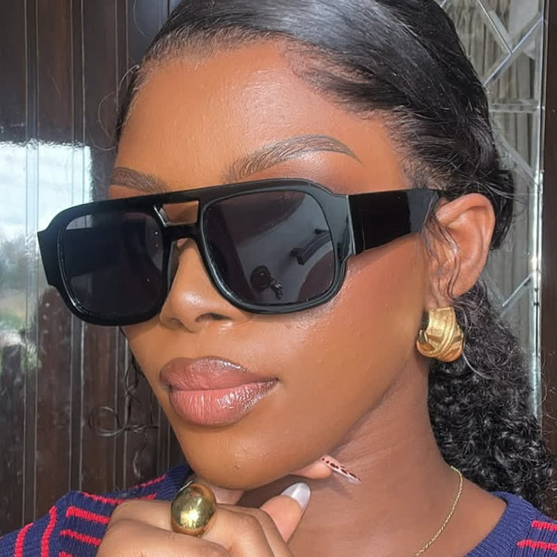 Spykay™ SG61016 Square Frame Double Bridges Classic Thick Sunglasses