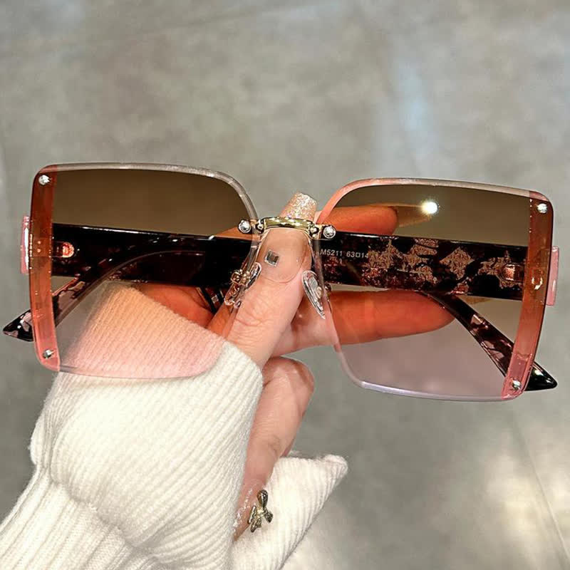 Spykay™ SG60835 Square Frame Oversized Rimless Sunglasses