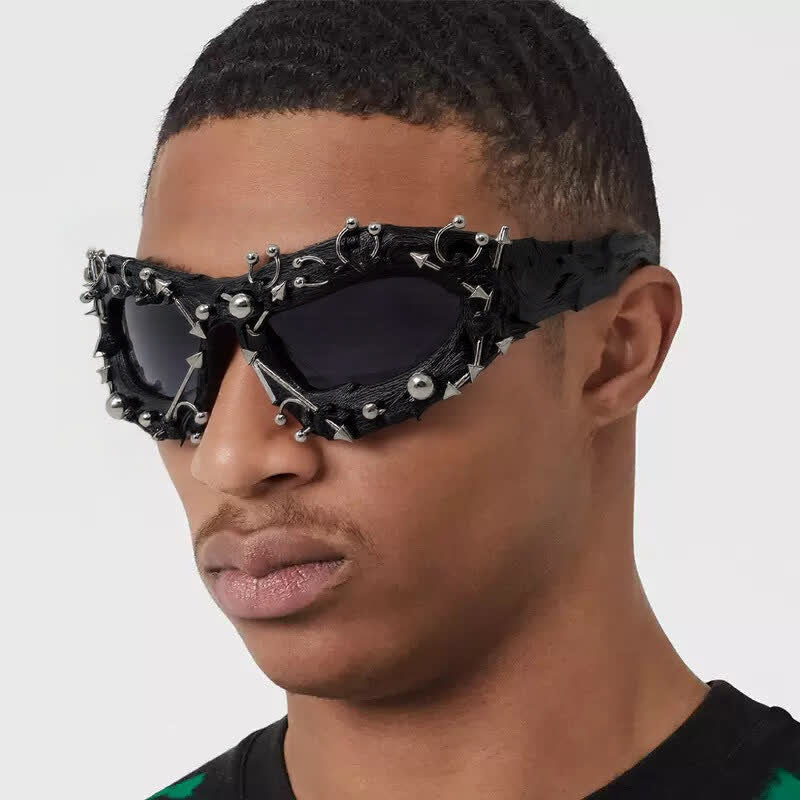 Spykay™ SG60924 CyberPunk Style Irregular Shaped Rivet Decor Sunglasses for Party