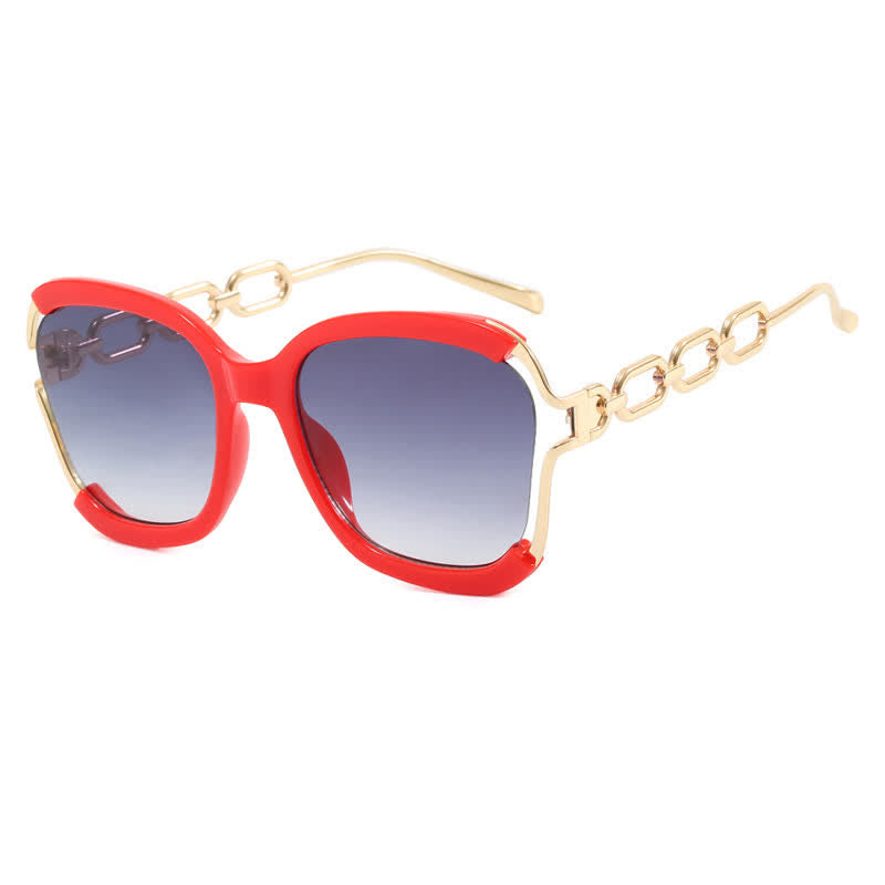 Spykay™ SG60860 Fashion Square Chain Temples Oversized Sunglasses