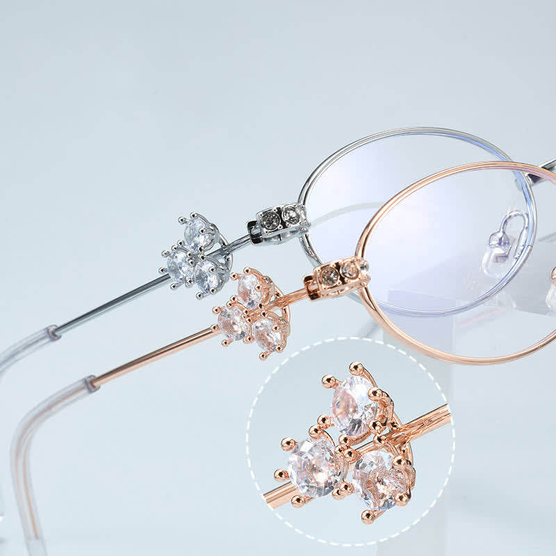 Spykay™ EG26693 Retro Oval Frame Rhinestone Temples Anti-blue Light Glasses