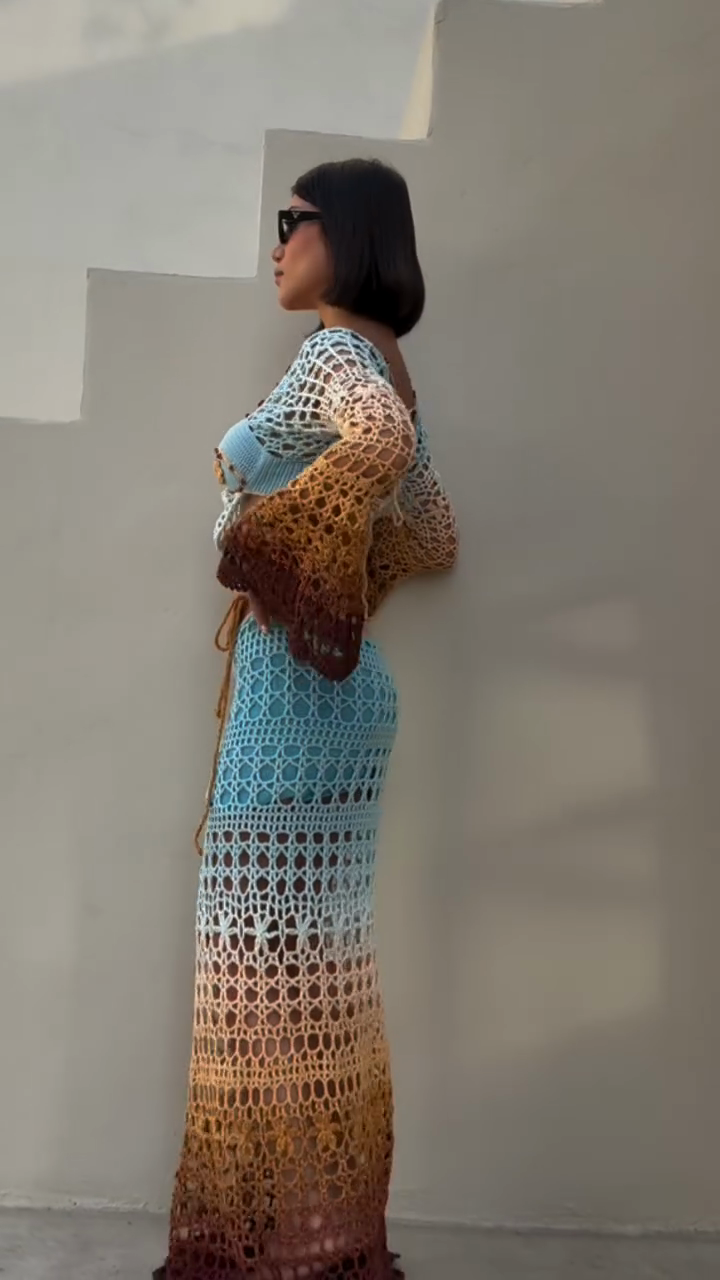 Gradient Crochet Two - piece Set