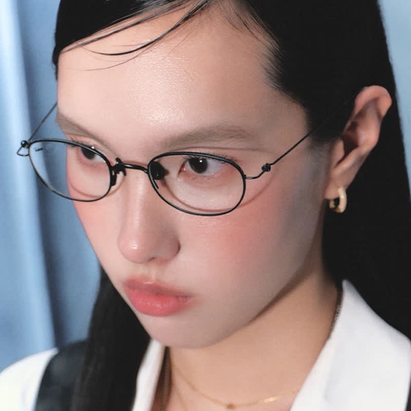 Spykay™ EG26696 Titanium Oval Frame Anti-blue Light Lightweight Glasses