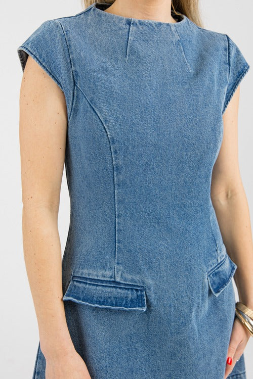 Denim Cap - Sleeve Mini Dress