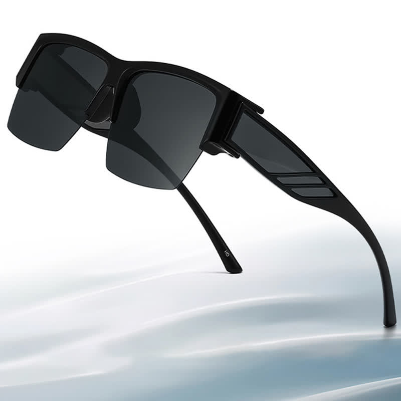 Spykay™ SG60954 Semi-Rimless Polarized Square Driving Sunglasses Fit Over Glasses for Women Men
