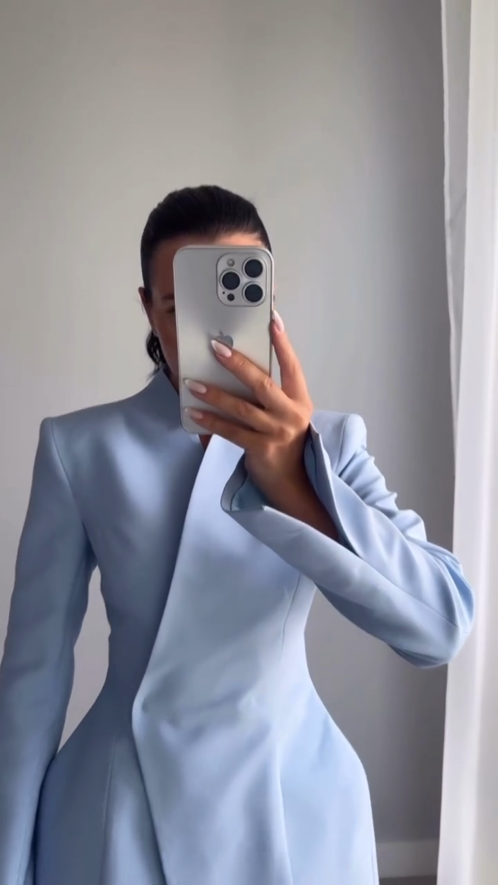 Light Blue Tailored Blazer Dress